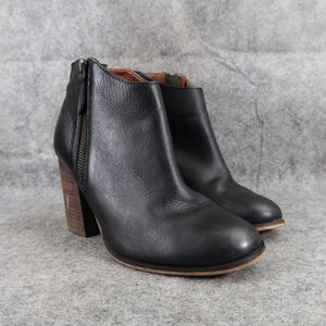 BP Shoes Womens 6.5 Booties Fashion Classic Leather Black Block Heel Zip Lance